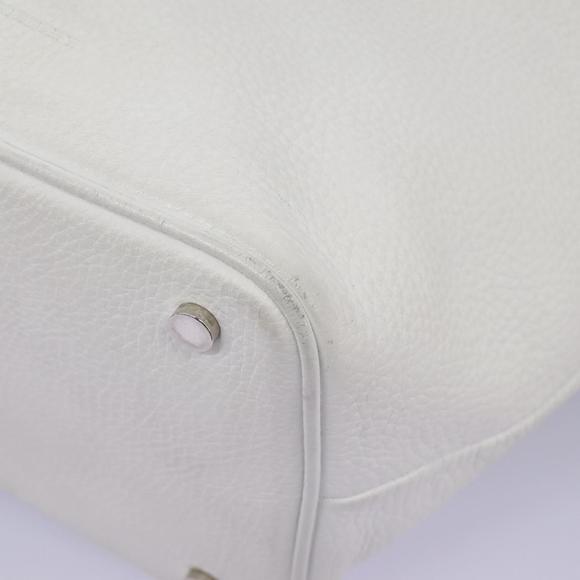 BURBERRY Shoulder Bag Leather White Silver Auth BA2015